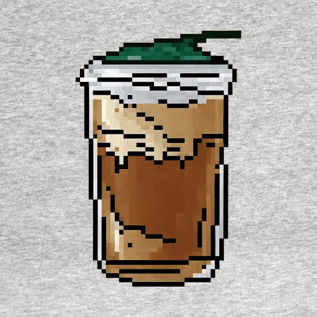 Ice Coffee Pixel Art Vintage Retro Established by Flowering Away